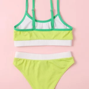 Alternative view of SHEIN  Girls Color Block Rib Bikini Swimsuit