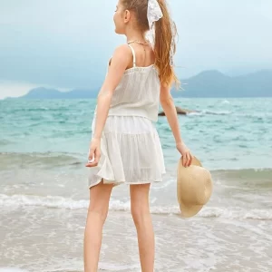 Alternative view of SHEIN Girls Lace Trim Cami Top & Ruffle Hem Skirt Set