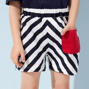 SHEIN Toddler Girls Chevron Print Patch Pocket Shorts