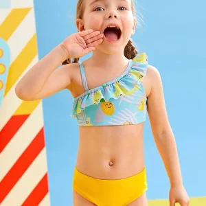 Shein Toddler Girls Cartoon Fruit Ruffle Trim Bikini Swimsuit