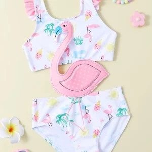 Shein Toddler Girls Flamingo Appliques One Piece Swimsuit