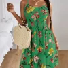 SHEIN Floral Print Shirred Cami Dress
