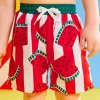 SHEIN Toddler Boys Striped Watermelon Print Swim Shorts