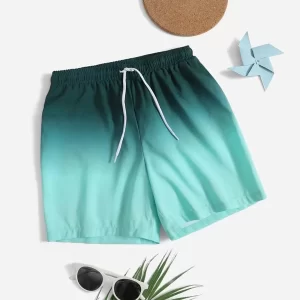 Alternative view of SHEIN  Boys Ombre Drawstring Swim Shorts