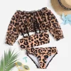 SHEIN Toddler Girls 3pack Leopard Print Frilled Bikini Swimsuit