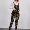 Shein Camo Print Pocket Front Overall Jumpsuit Without Tee