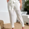 SHEIN SXY Paperbag Waist Self Belted Schiffy Pants