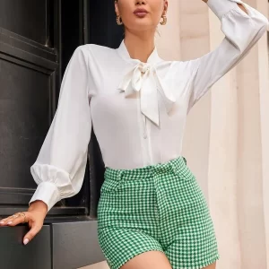 Alternative view of SHEIN  Houndstooth Print High Waist Shorts