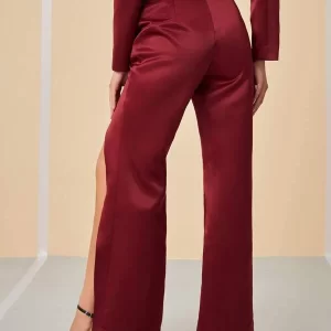 Alternative view of SHEIN X ILIÈS NAAK Split Thigh Asymmetrical Pants