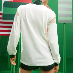 Alternative view of SHEIN X Romina Mesh Insert Letter & Colorblock Graphic High Neck Pullover