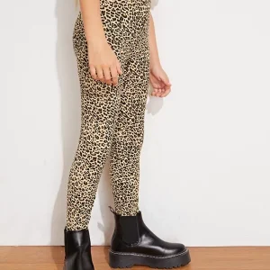 Alternative view of SHEIN Girls Elastic Waist Leopard Leggings