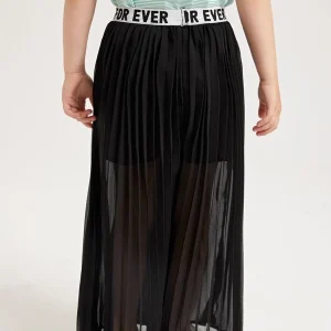 Alternative view of SHEIN Toddler Girls Letter Waist Pleated Wide Leg Pants