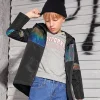 SHEIN Boys Holographic Zip Front Hooded Jacket