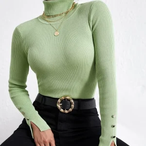 SHEIN SXY Turtle Neck Ribbed Knit Sweater