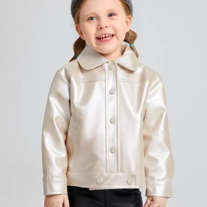 SHEIN Toddler Girls Button Front PU Leather Jacket