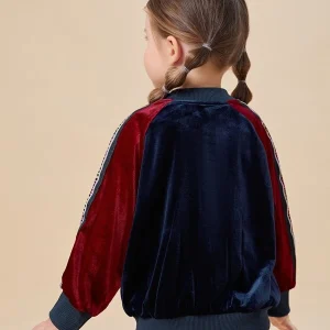 Alternative view of SHEIN Toddler Girls Color Block Bomber Velvet Jacket