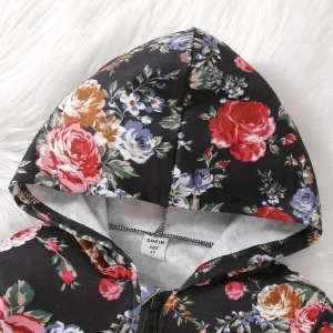 Alternative view of SHEIN  Toddler Girls Floral Print Zip Up Hooded Jacket