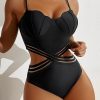 CHICME Contrast Mesh Cutout One-Piece Swimsuit