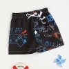 SHEIN Boys Gamepad And Letter Graphic Drawstring Waist Beach Shorts