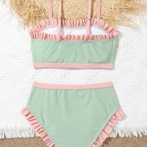 Alternative view of SHEIN Girls Frill Trim Bikini Swimsuit