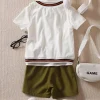 SHEIN Toddler Boys Striped Trim Tank Top & Polo Shirt & Shorts