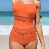 SHEIN Hollow Out Criss Cross Back One Piece Swimsuit