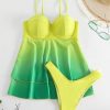 SHEIN Ombre Push Up Bikini Swimsuit With Beach Skirt