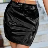SHEIN Split Hem PU Leather Skirt