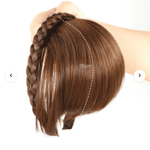 Women's Short Straight Synthetic Hair Bangs With Braid Headband Light Brown
