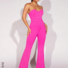 SHEIN BAE Button Front Flare Leg Tube Jumpsuit