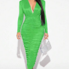 SHEIN SXY Plunging Neck Ruched Bodycon Dress