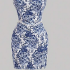 SHEIN MOD Floral Print Tube Top & Split Hem Skirt