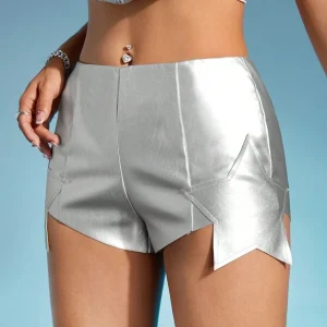 SHEIN ICON Solid PU Leather Shorts