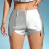 SHEIN ICON Solid PU Leather Shorts