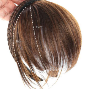 Women's Short Straight Synthetic Hair Bangs With Braid Headband Light Brown