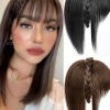 Synthetic Black Bangs Hair Extension Clip In Hairpiece Natural Fake False Fringe Hair Topper Overhead Braids Bangs For Women