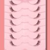 7pairs Cat Eye Cross And Transparent Stem Short Style Natural False Eyelashes, Essential For Daily Makeup