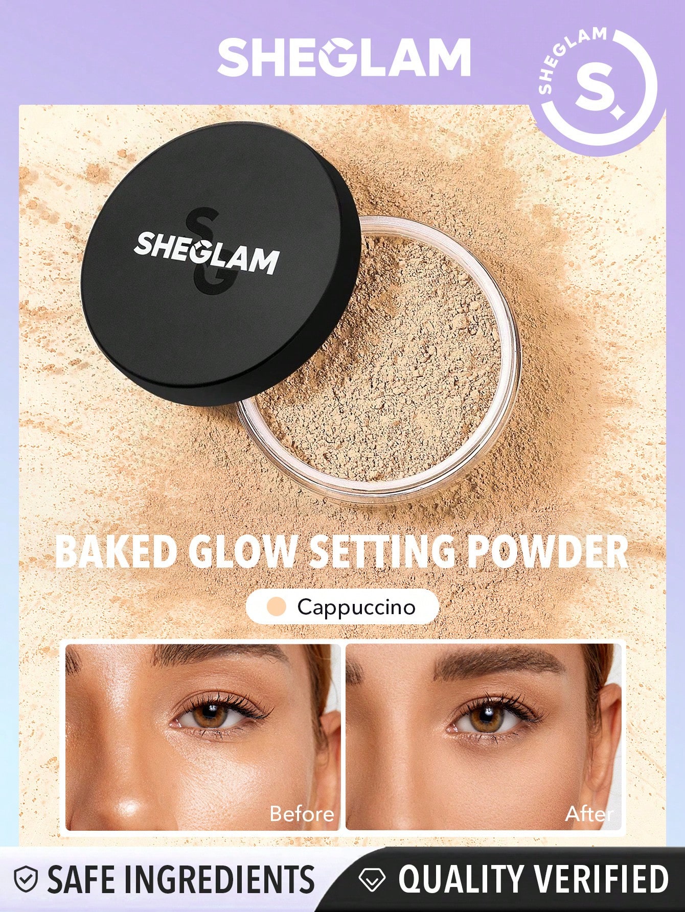 SHEGLAM Baked Glow Setting Powder-Cappuccino  Oil Control