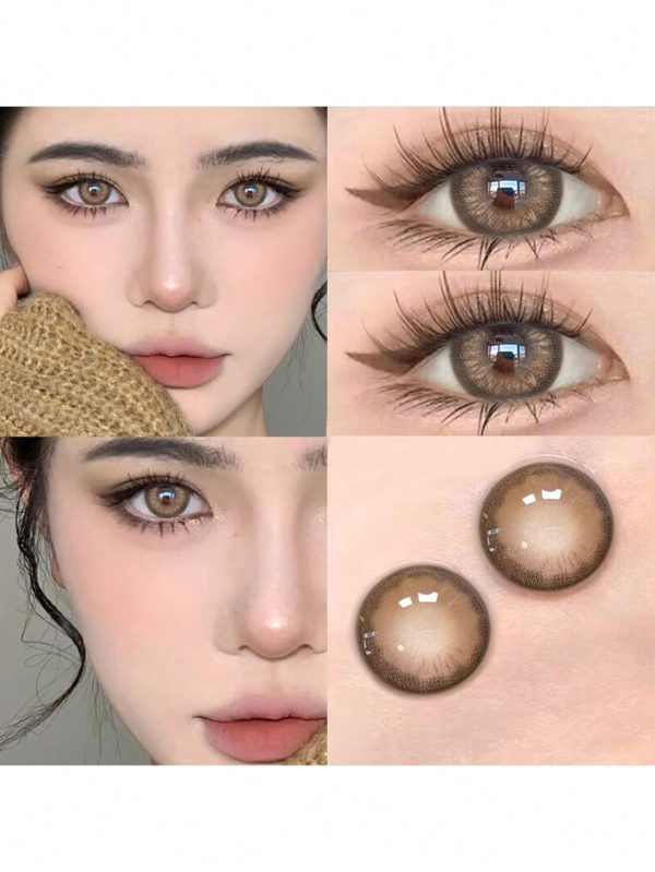 1 Pair Of 6-Month Colored Contact Lenses, 14.5 Mm Design, Beautiful Eye Makeup, Suitable For Daily Dating And Play Wear, Black Swan Brown 40% Water Content Brown Contact Lenses