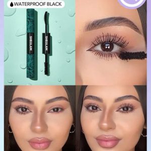 SHEGLAM All-In-One Volume & Length Mascara 2 In 1 Waterproof Volumizing Dual-Ended Brush Lengthening Curling Thick Lash Lifting Long Lasting Mascara Eye Makeup Black Friday Party Mascara