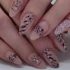 Upgrade Your Look With 24pcs Square Shaped, Full Coverage Leopard Print Sparkly Nail Art Set. Suitable For Parties, Dance Parties, Daily Wear.