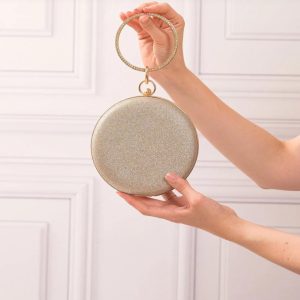 Gold Round Clutch Purses for Women