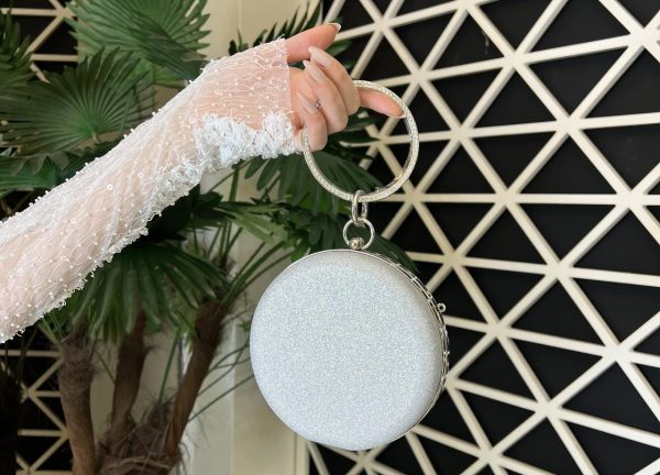 Silver Round Clutch Purses for Women
