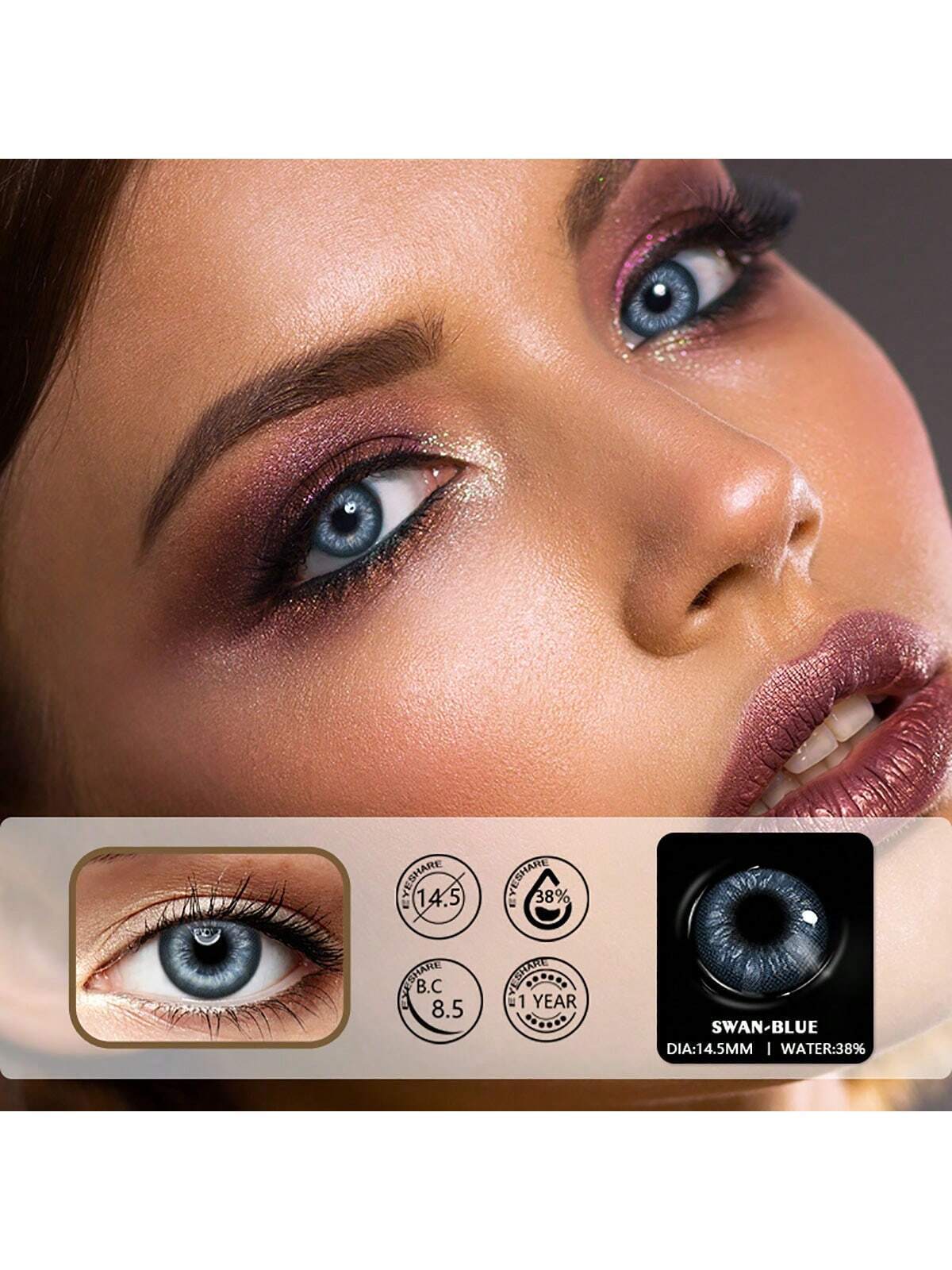 SHEIN 1 Pair Big Eye Color Soft Contact Lens for Eyes Natural Beauty Eye Makeup Lenses Yearly Disaposable 14.5mm - Image 2