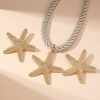 1 set of 3 pieces simple fashion starfish pendant necklace marine style exaggerated earrings personalized ladies jewelry set