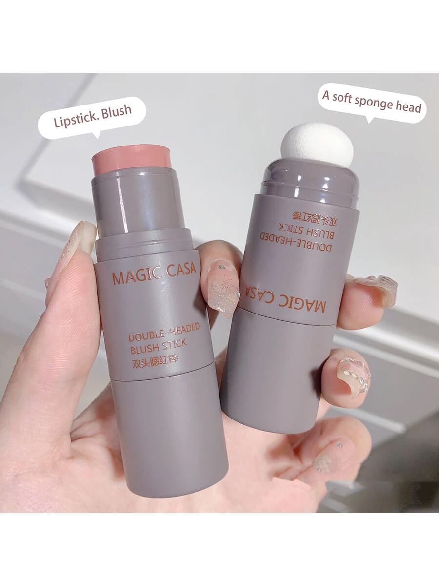 SHEIN 1pc Dual-ended Blush Stick For Lips & Cheeks, Long-lasting And Easy To Apply, Portable Makeup For Face - Image 3