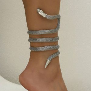 1pc Metallic Coiled Snake Ankle Bracelet