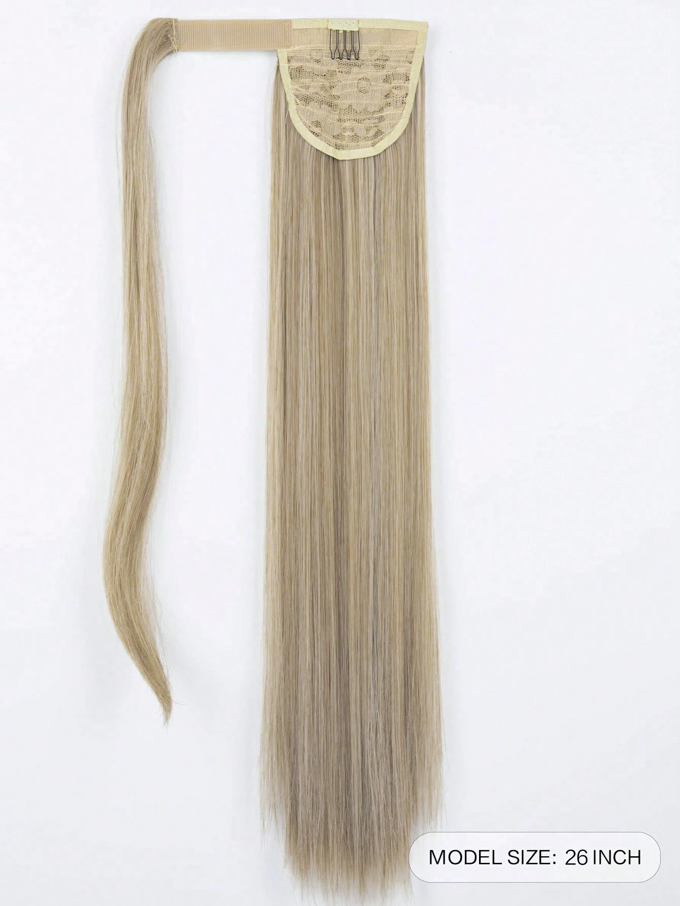 SHEIN Clip In Ponytail Extension Wrap Around Long Straight Pony Tail Hair 26 Inch Heat Resistant Fiber Synthetic Hairpiece For Girl Women Daily Use - Image 2