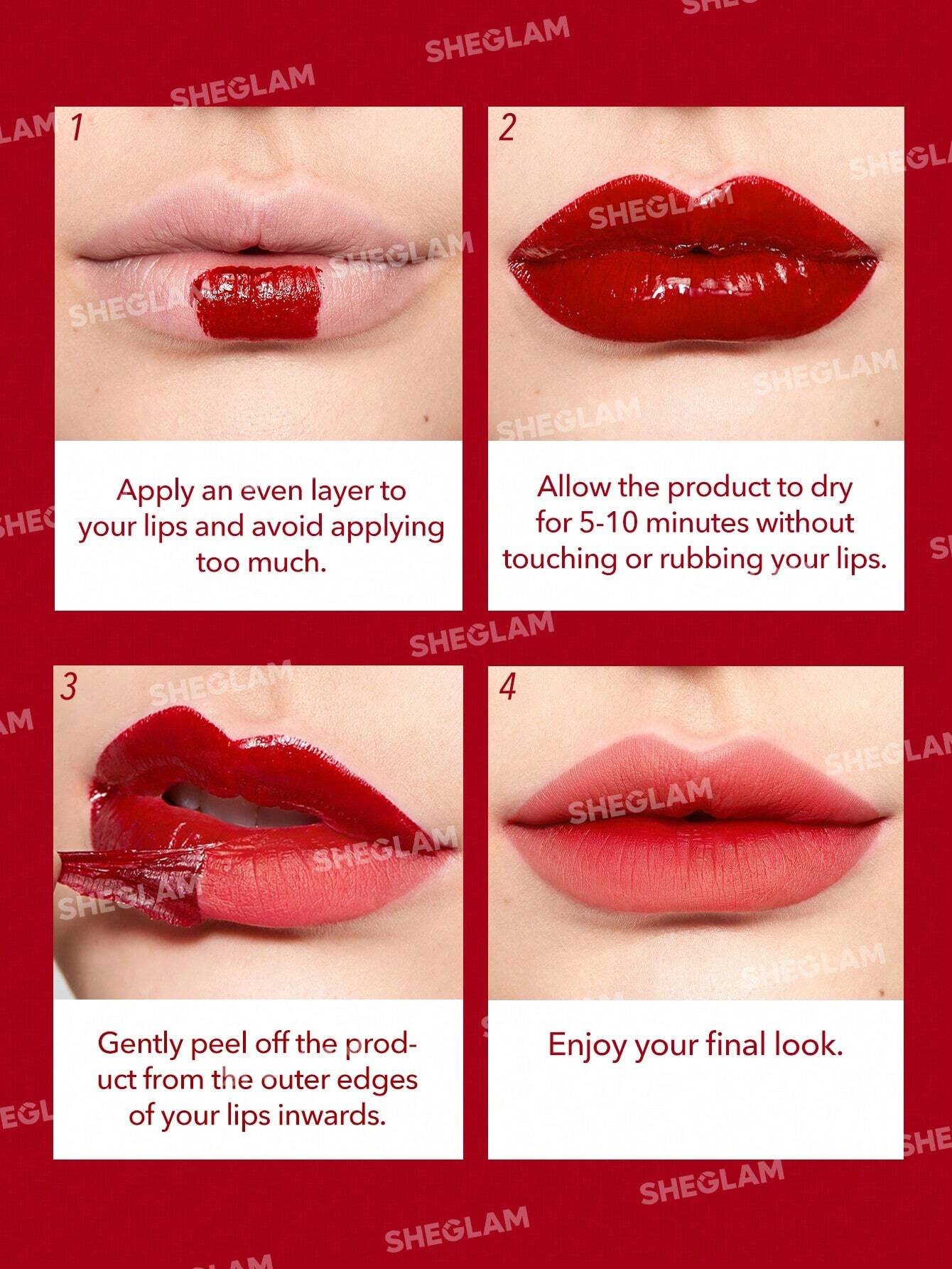 SHEGLAM Peel Talk Lip Tint-Tongue Twister Long-Lasting Waterproof Liquid Lipstick Peel Off Lip Stain High Pigment Tattoo Tint Black Friday Sale Gift Lip Tint - Image 4