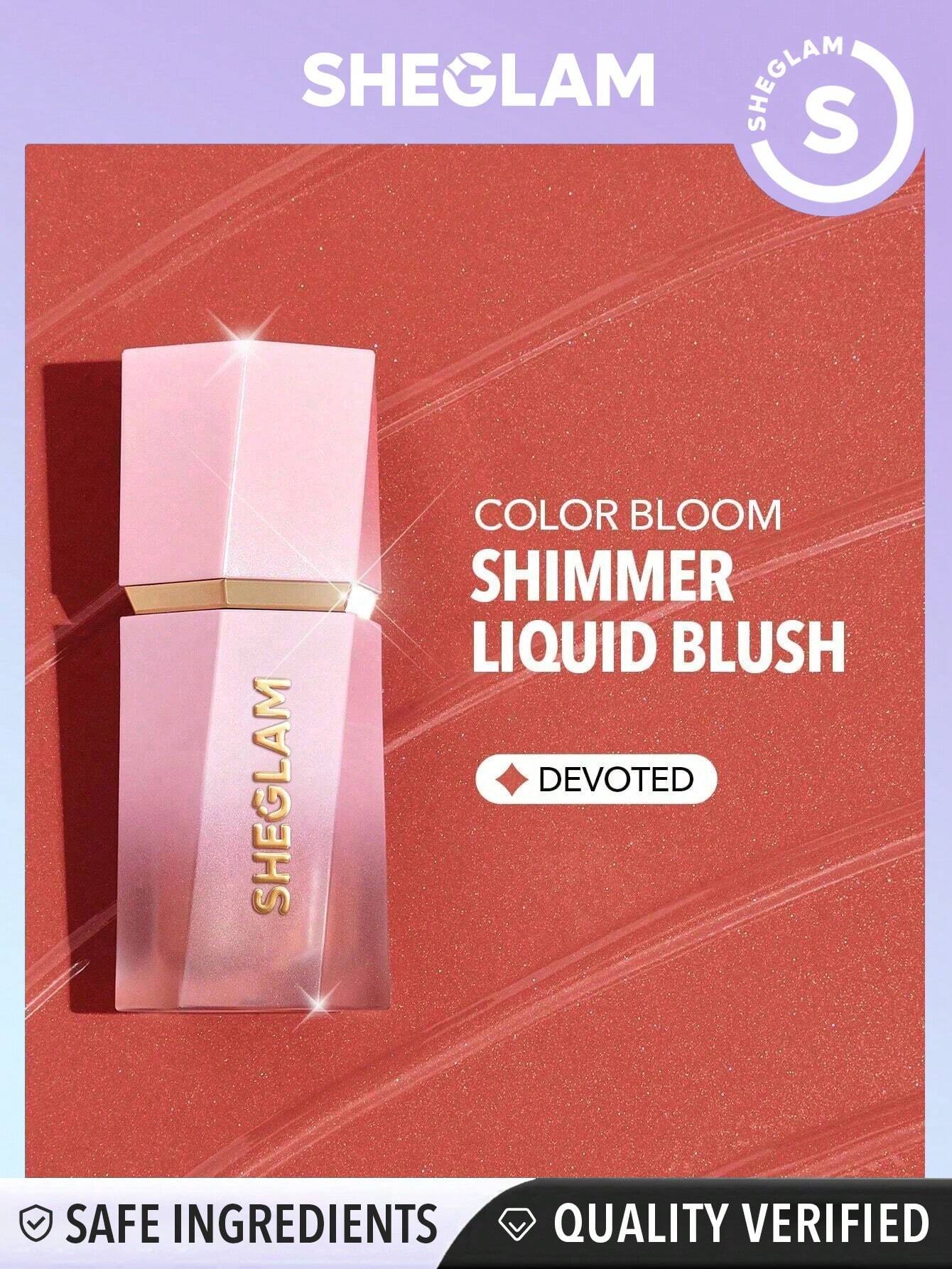 SHEGLAM Color Bloom Dayglow Liquid Blush Shimmer Finish-Devoted Glowing Gel Cream Blush Long Lasting